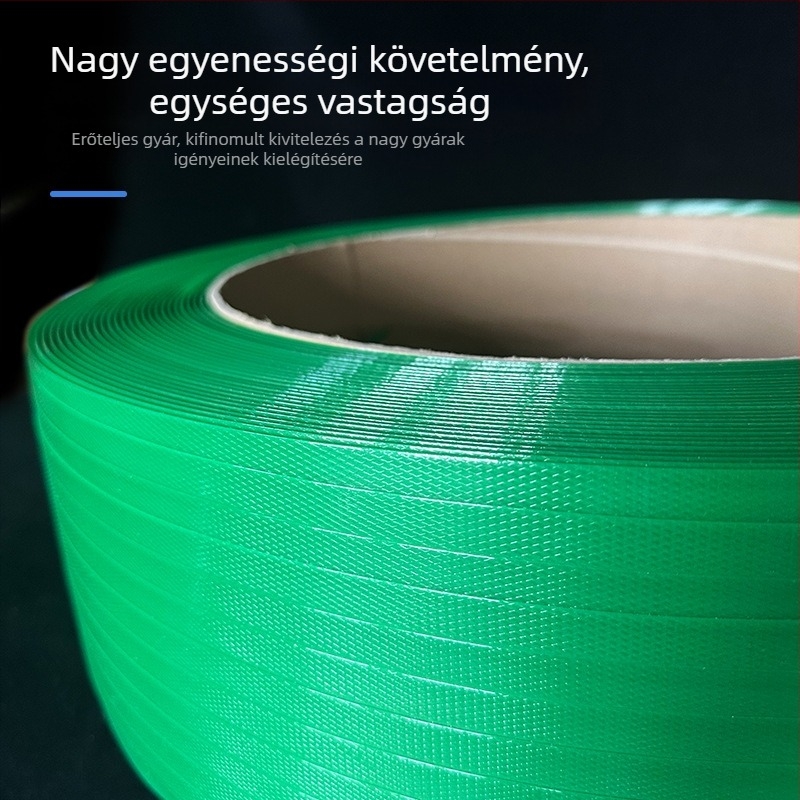 PET műanyag‑acél szalag csomagoláshoz, nagy szakítószilárdságú 420 kg, tekercs Ø400 mm, modellek 1207/1608/1606/1910