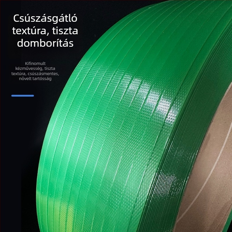 PET műanyag‑acél szalag csomagoláshoz, nagy szakítószilárdságú 420 kg, tekercs Ø400 mm, modellek 1207/1608/1606/1910