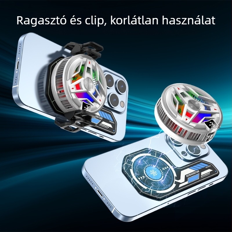 Mobiltelefon hűtő radiátor mágneses NdFeB lemezzel és hővezető kétoldalas ragasztószalaggal, alumínium ötvözet, 19 g, modell J01
