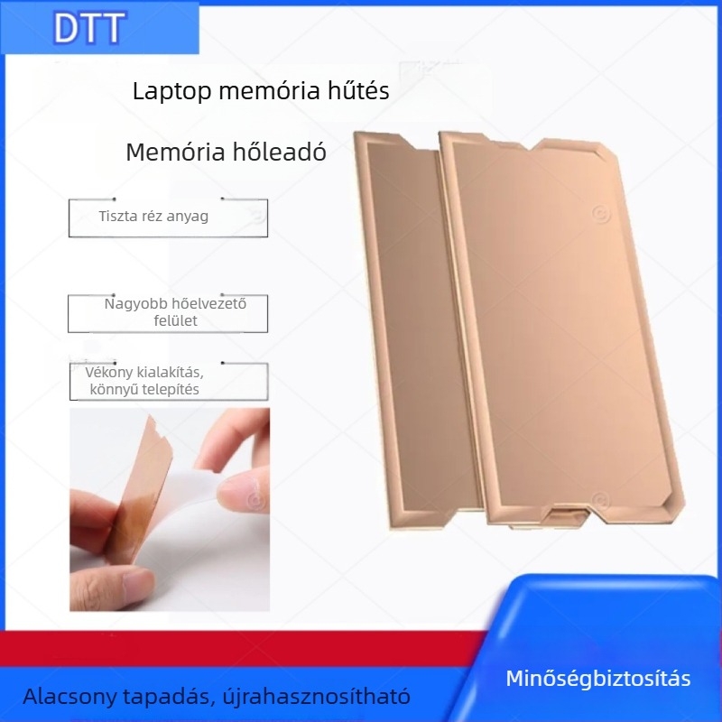 Réz memóriahűtő laptophoz, 2 hőcsővel, DDR2-5 kompatibilis