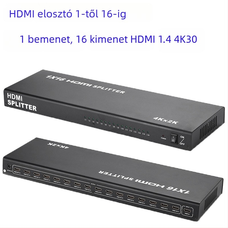 HDMI osztó – 1 bemenet, 16 kimenet, 1x16 HDMI audió és videó, 4K30 támogatás