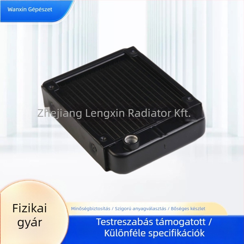 CPU vízhűtő radiátor, alumínium test, 18 cső, 120 mm menetes port