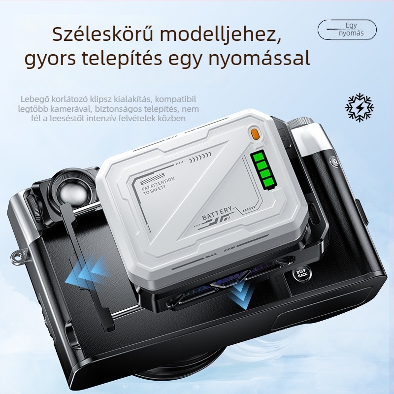 Kamera hűtő radiátor félvezetős hűtéssel, intelligens hőmérséklet-vezérlés, négyfokozat digitális kijelző, univerzális több kamera modellhez, HKII C-3 — kb. 15 W, tömeg 200 g, PC+alumínium ötvözet
