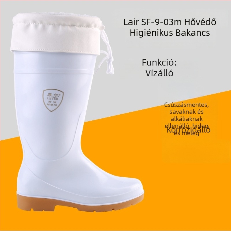 Élelmiszeripari PVC bakancs pamutbélés, vízálló, csúszásmentes, olaj- és saválló