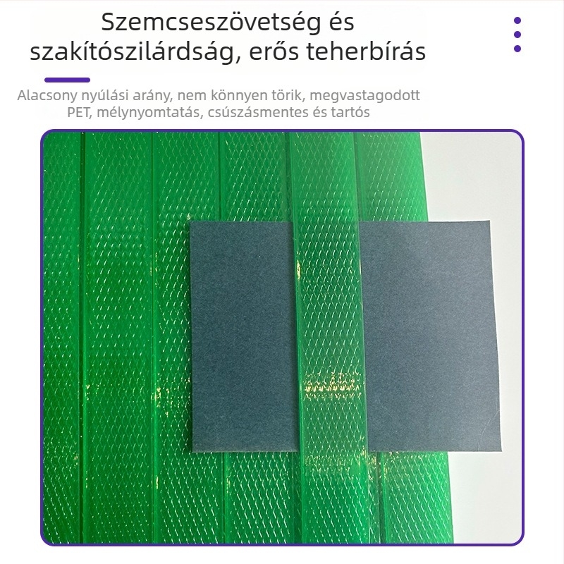 PET műanyag heveder csomagoláshoz, 1.2 mm vastagság, szakítószilárdság 420 kg, tömeg 20 kg, kód 0133PET