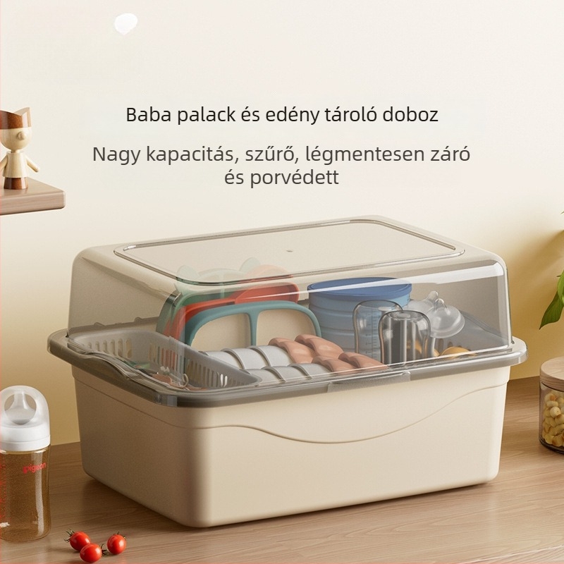 Baba etetőeszközök tároló doboz fedővel, dupla rétegű tejpor tároló, márka Xiong zhecha, tisztítószerek tárolása, konyhai rendszerezés