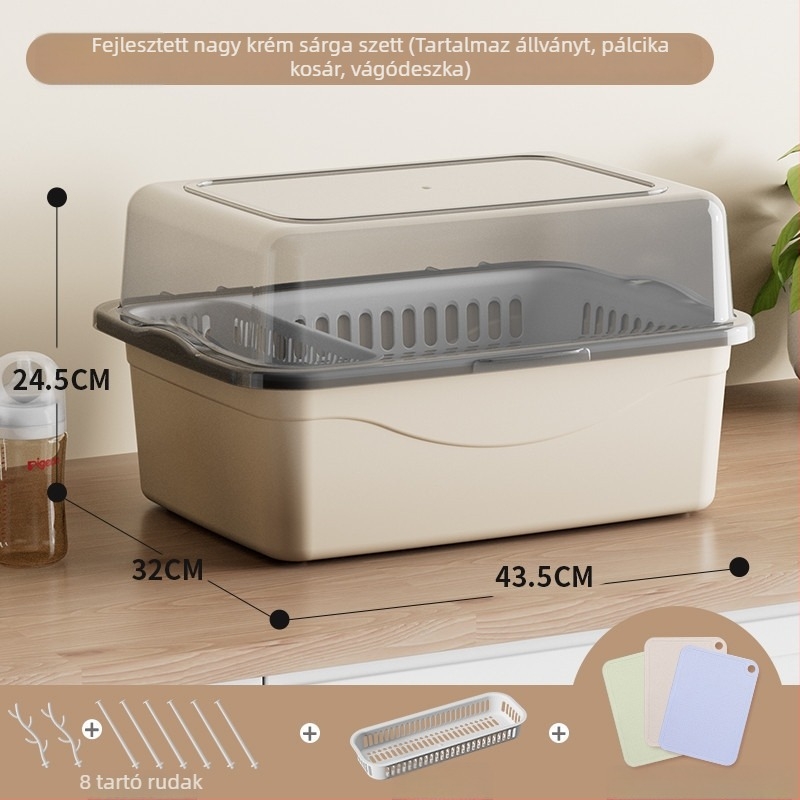 Baba etetőeszközök tároló doboz fedővel, dupla rétegű tejpor tároló, márka Xiong zhecha, tisztítószerek tárolása, konyhai rendszerezés