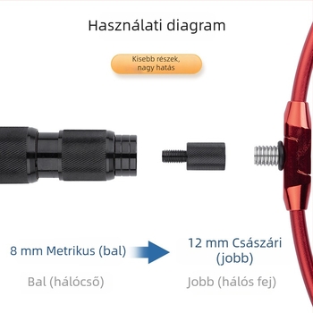 Hálófej adapter, 6–8 mm átmérő, rozsdamentes acél reduktor, csavar és anya, többfunkciós kiegészítők