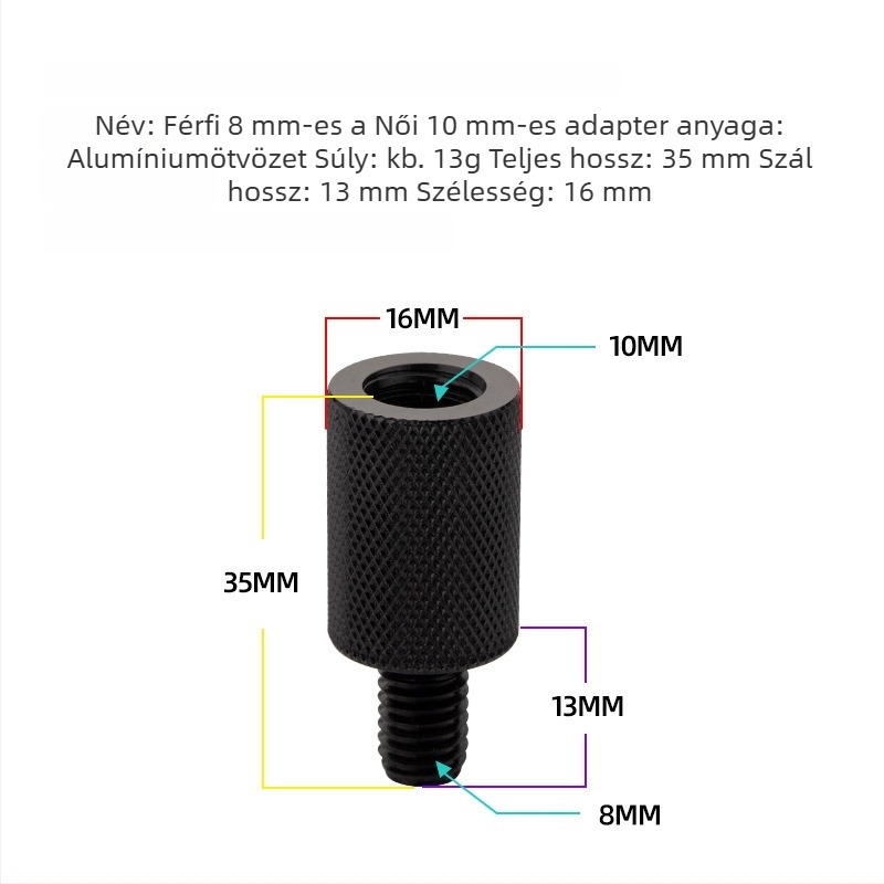 Hálófej adapter, 6–8 mm átmérő, rozsdamentes acél reduktor, csavar és anya, többfunkciós kiegészítők