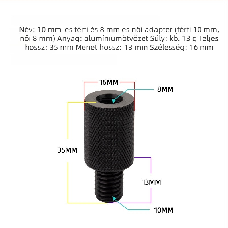 Hálófej adapter, 6–8 mm átmérő, rozsdamentes acél reduktor, csavar és anya, többfunkciós kiegészítők