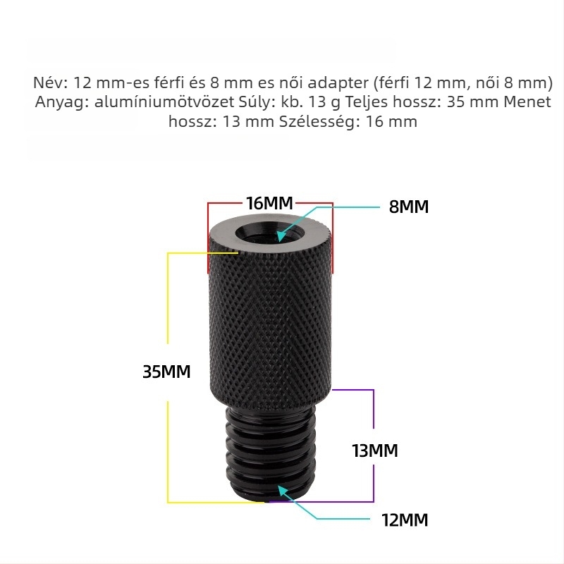 Hálófej adapter, 6–8 mm átmérő, rozsdamentes acél reduktor, csavar és anya, többfunkciós kiegészítők