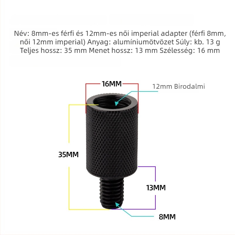 Hálófej adapter, 6–8 mm átmérő, rozsdamentes acél reduktor, csavar és anya, többfunkciós kiegészítők