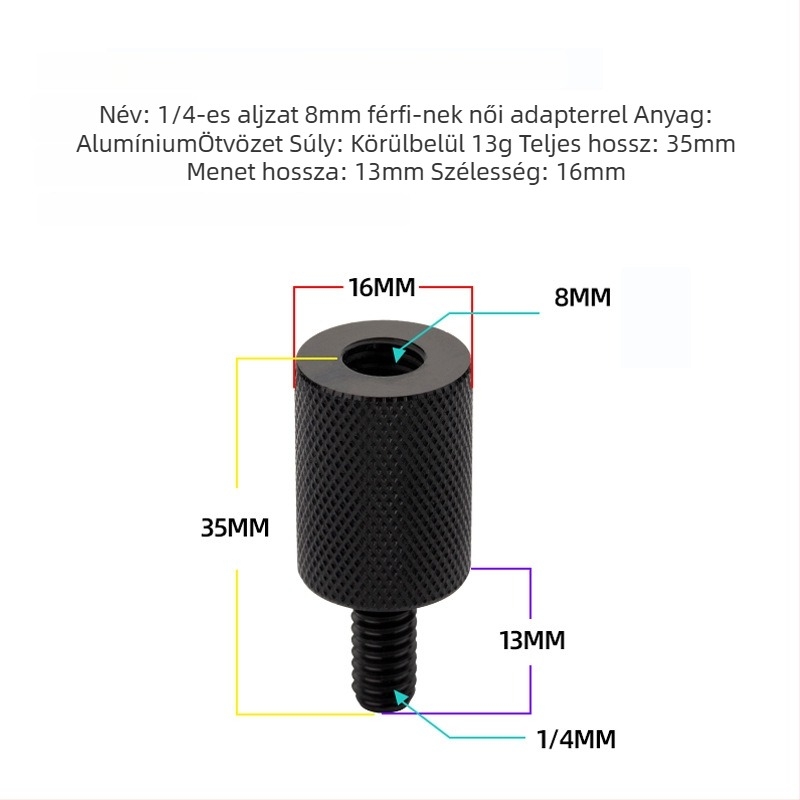 Hálófej adapter, 6–8 mm átmérő, rozsdamentes acél reduktor, csavar és anya, többfunkciós kiegészítők