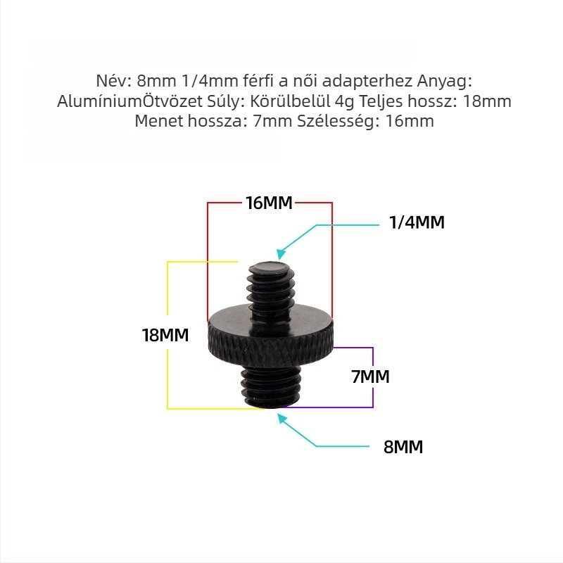 Hálófej adapter, 6–8 mm átmérő, rozsdamentes acél reduktor, csavar és anya, többfunkciós kiegészítők
