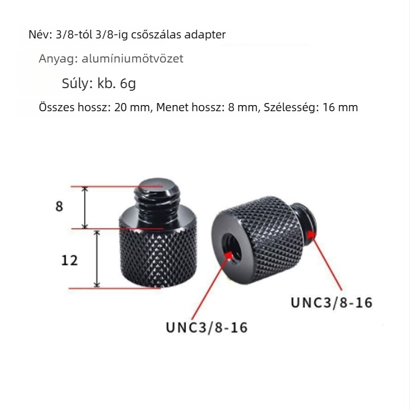 Hálófej adapter, 6–8 mm átmérő, rozsdamentes acél reduktor, csavar és anya, többfunkciós kiegészítők