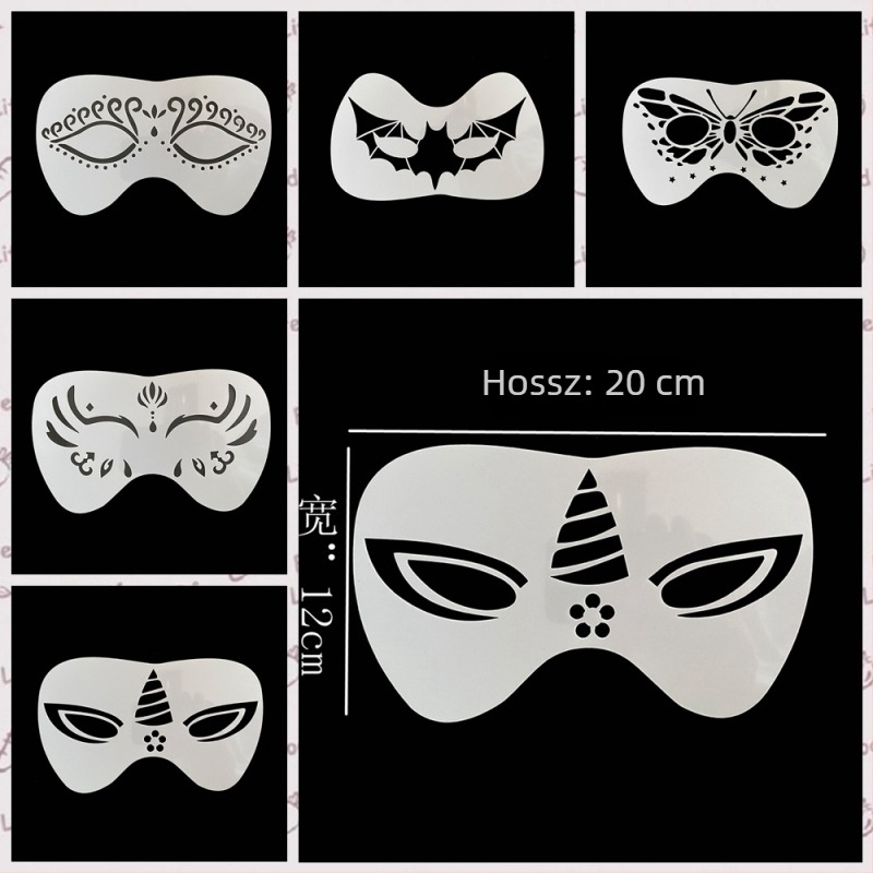 Halloween arcmaszk sablonkészlet – DIY festéshez, PET anyag, IP licenc nélkül, import nélkül