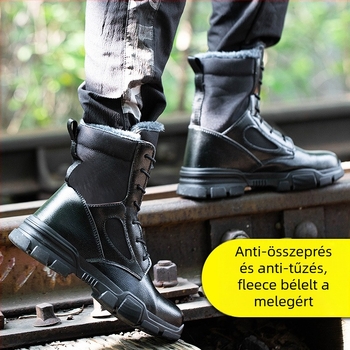 Biztonsági munkacipő acélorrú kivitelben, ütésálló és perforáció-ellenálló, mikroszálas bőr, magas felső rész