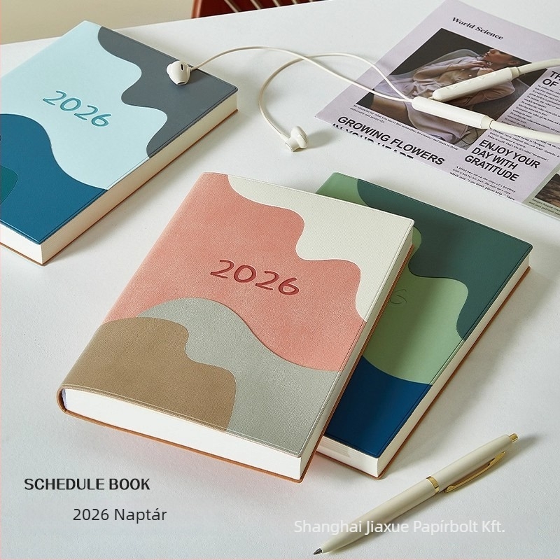 Planerfüzet 2026: napi munka terv, feladatlista, heti terv, napló és naptár; PU borítás; vonalas kötés; Dowling papír 100 g; 300–400 oldal