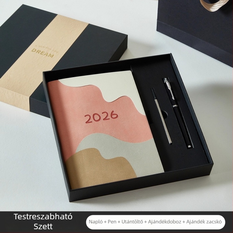 Planerfüzet 2026: napi munka terv, feladatlista, heti terv, napló és naptár; PU borítás; vonalas kötés; Dowling papír 100 g; 300–400 oldal