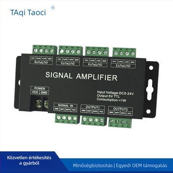 LED szimfónia erősítő AP-A10, 5–24V, 6 csatornás, DC dugasz/terminál blokk, vezérlési tartomány 20 m
