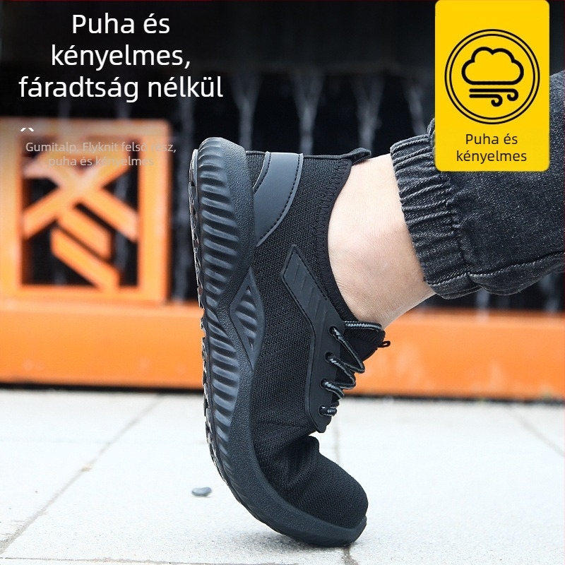 Védőcipő acél orral, anti-átütés és antiütés, Flyknit felső, alacsony fazon