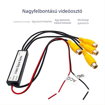 Autóhordozós videójel konverter és AV osztó, 1 bemenet / 3 kimenet, több felülettel, modell SY-1T3; Típus: kapcsoló/elosztó; Felbontás: SD; Távoli ébresztés: nem támogatott; Vonalhossza: 0,40