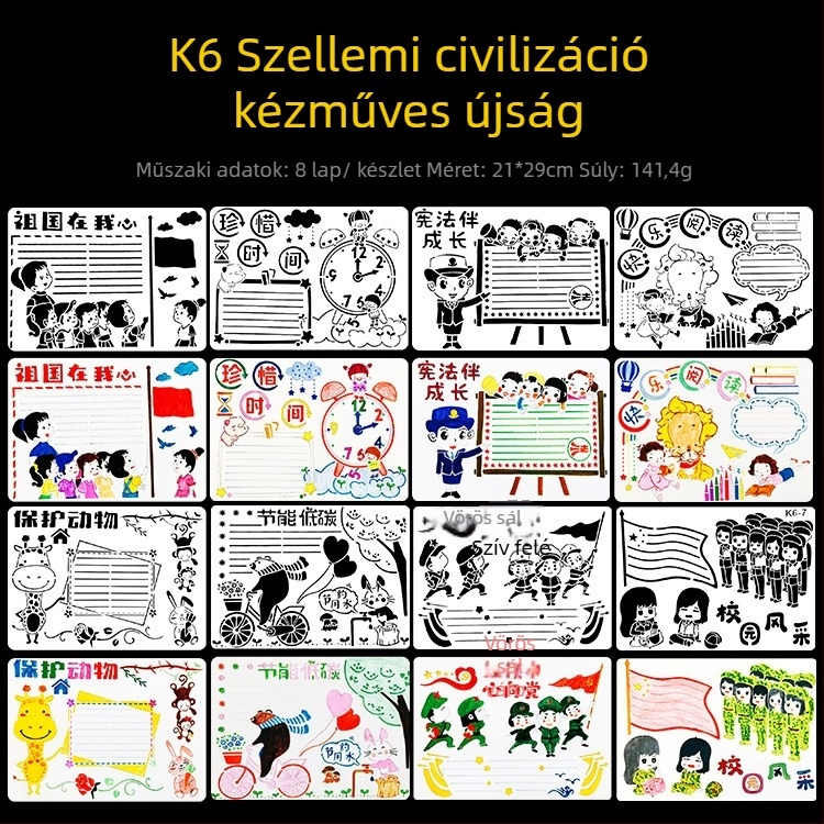 K-sorozat A4 Gyerekek DIY Rajz Sablon – PET Anyag, Licencelhető Magáncímke, IP Engedély Nélkül