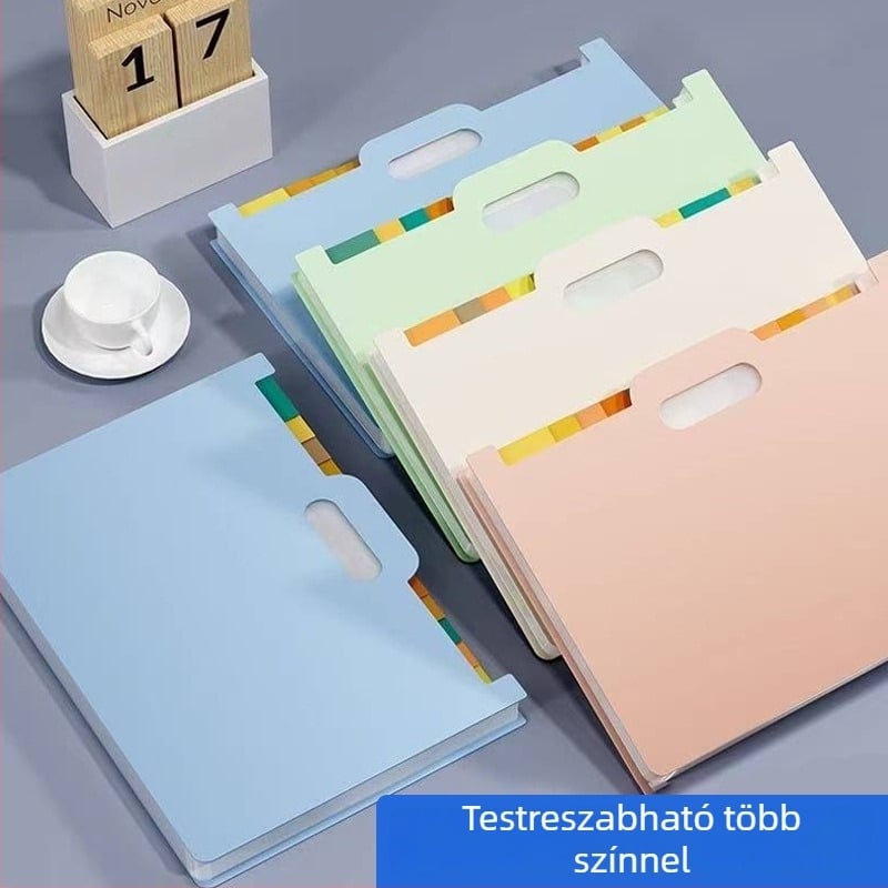 Függőleges akordeon mappa, 13 rekesz, műanyag, 0,8 mm vastagság, logónyomtatás elérhető