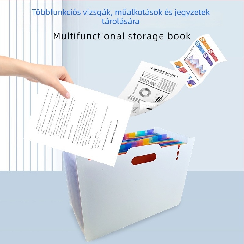 Függőleges akordeon mappa, 13 rekesz, műanyag, 0,8 mm vastagság, logónyomtatás elérhető