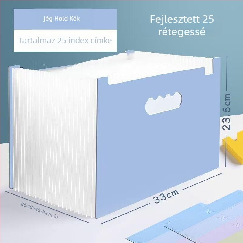 Függőleges akordeon mappa, 13 rekesz, műanyag, 0,8 mm vastagság, logónyomtatás elérhető