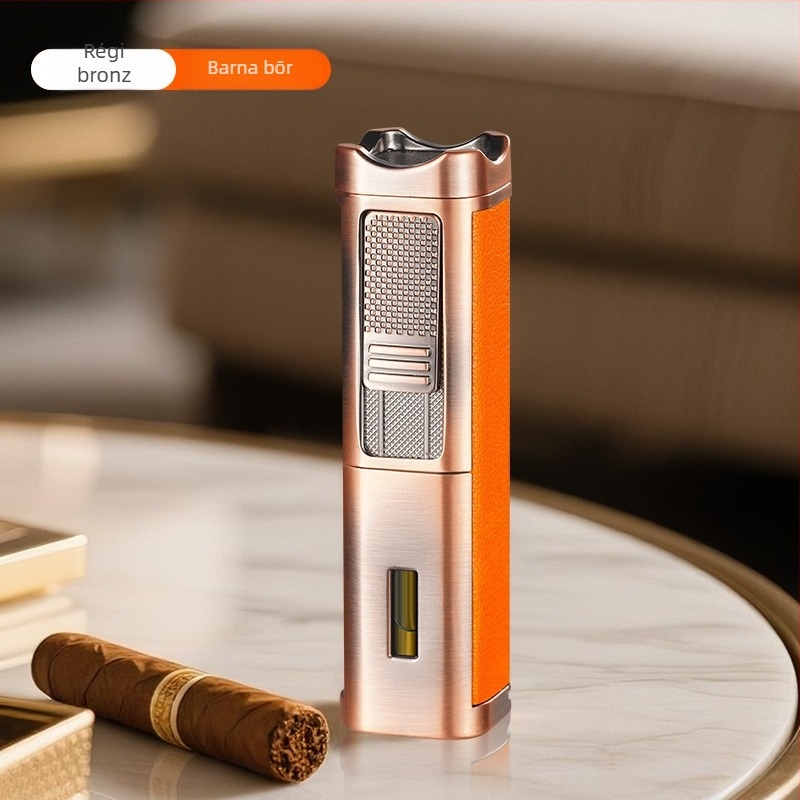 Szivar gyújtó látható gázablakkal, fémes kivitel, bután, szélálló, HY9024 modell