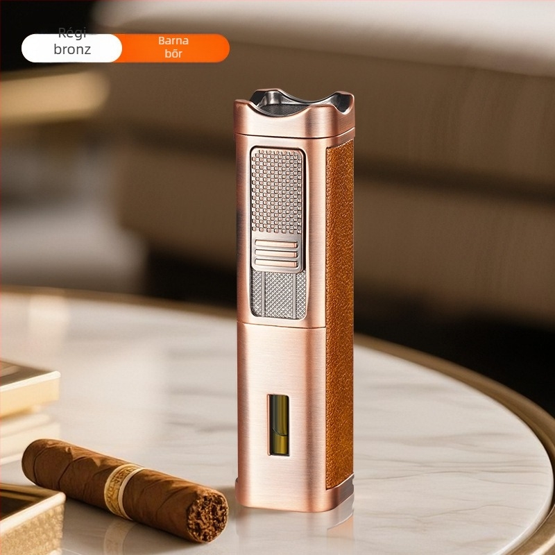 Szivar gyújtó látható gázablakkal, fémes kivitel, bután, szélálló, HY9024 modell