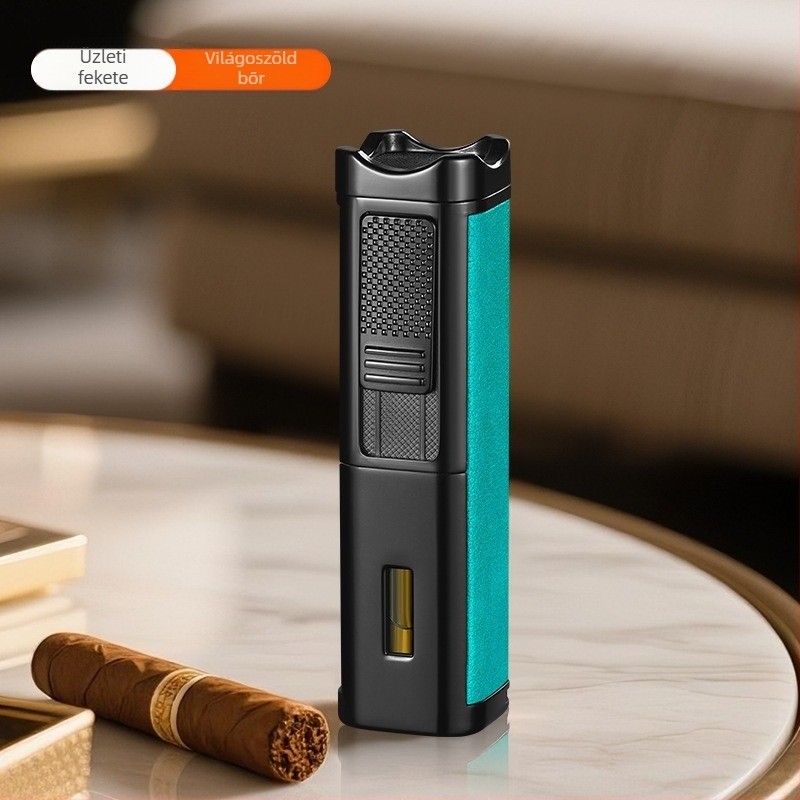 Szivar gyújtó látható gázablakkal, fémes kivitel, bután, szélálló, HY9024 modell