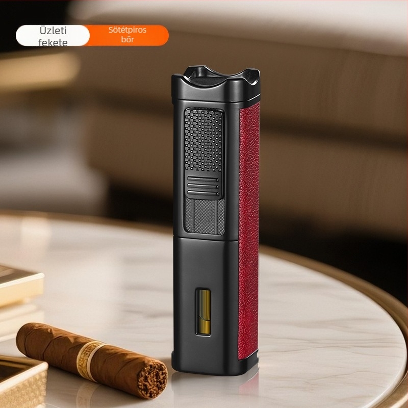 Szivar gyújtó látható gázablakkal, fémes kivitel, bután, szélálló, HY9024 modell