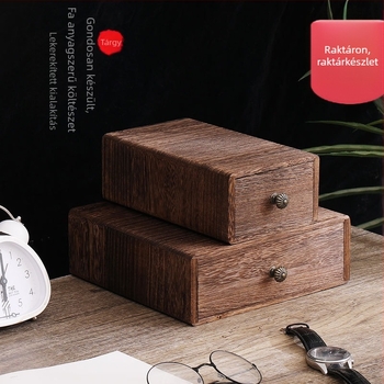 Fiókos faasztalra való tároló doboz paulowniafa, 18 L, modern minimalist stílus