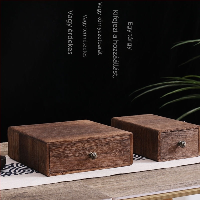 Fiókos faasztalra való tároló doboz paulowniafa, 18 L, modern minimalist stílus