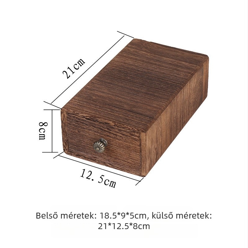 Fiókos faasztalra való tároló doboz paulowniafa, 18 L, modern minimalist stílus