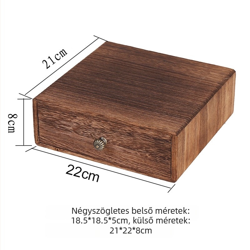 Fiókos faasztalra való tároló doboz paulowniafa, 18 L, modern minimalist stílus