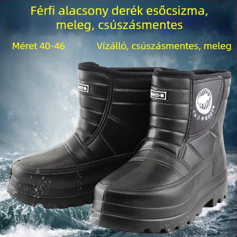 Férfi téli vízálló csizma fleece-belelt habanyaggal, csúszásmentes, melegen tartó, alkalmas akvakultúrára és horgászatokra