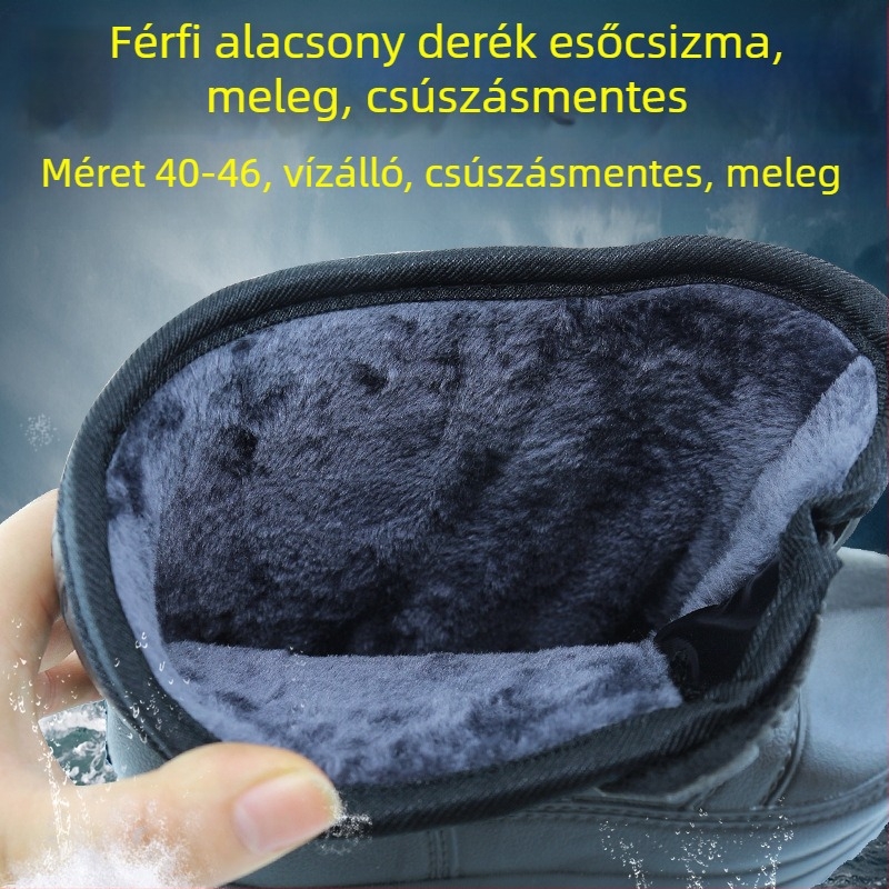 Férfi téli vízálló csizma fleece-belelt habanyaggal, csúszásmentes, melegen tartó, alkalmas akvakultúrára és horgászatokra