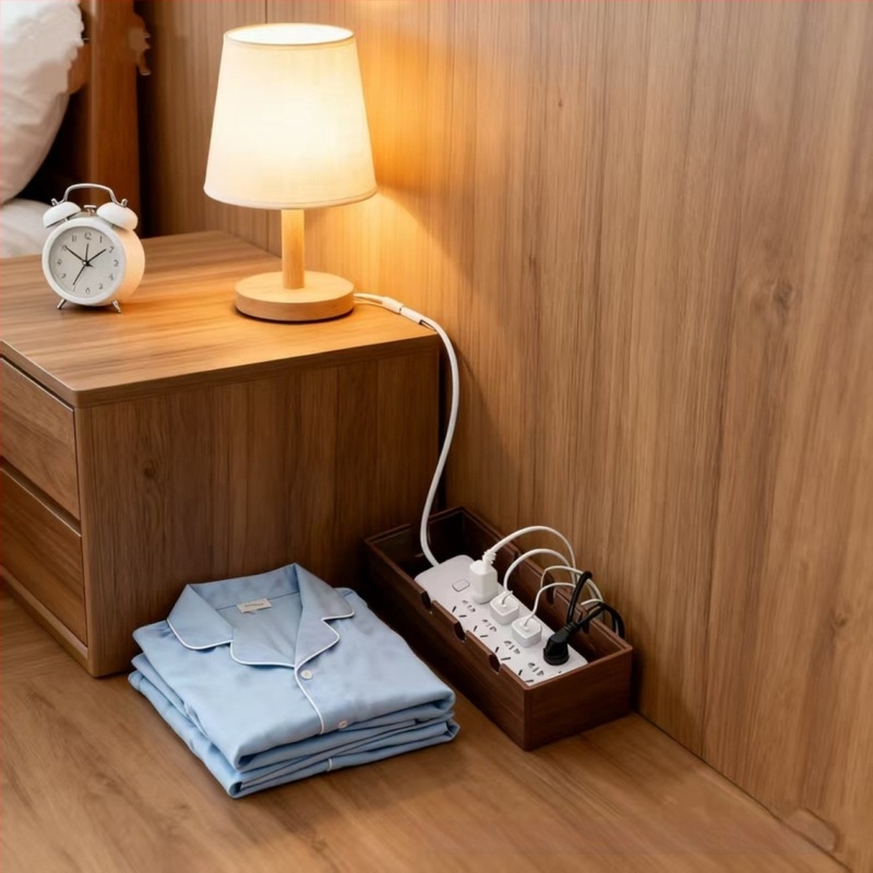 Fából készített kábelrendező doboz | 2L kapacitás, modern minimalista stílus, kábelek rendezése, logó nyomtatás lehetséges