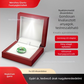 LED-es világítású fából készült ékszerdoboz a medálok tárolására, magas sűrűségű farostlemezből, egyéni logó lehetőség