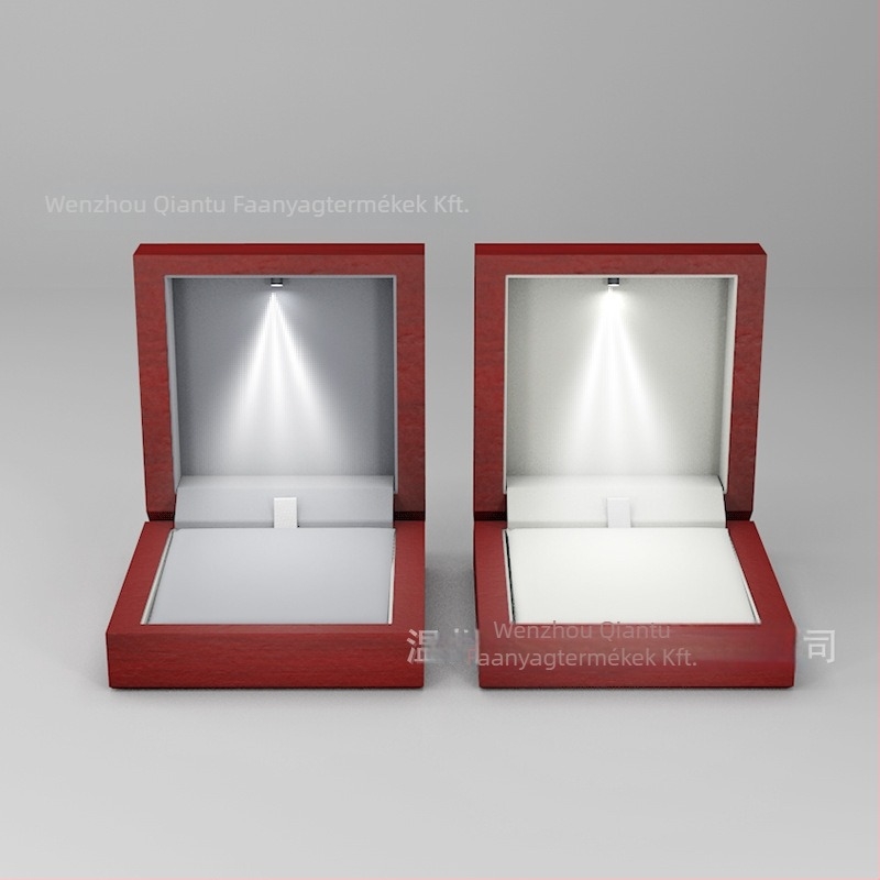 LED-es világítású fából készült ékszerdoboz a medálok tárolására, magas sűrűségű farostlemezből, egyéni logó lehetőség