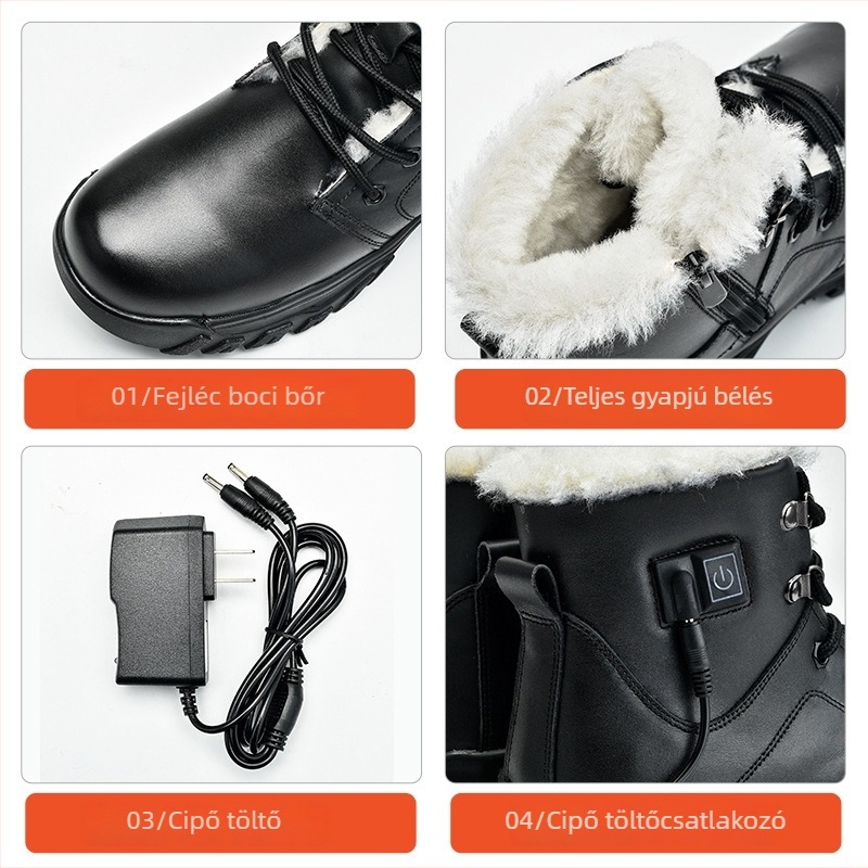 Bőr védőcsizma, csúszásmentes és meleg, Shield god king