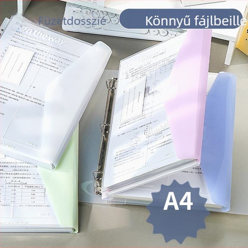 PP anyagú háromlyukas iratrendező, többrétegű rekeszekkel