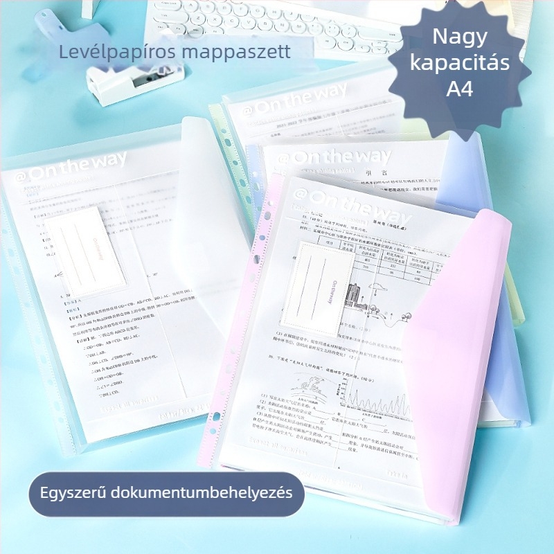 PP anyagú háromlyukas iratrendező, többrétegű rekeszekkel