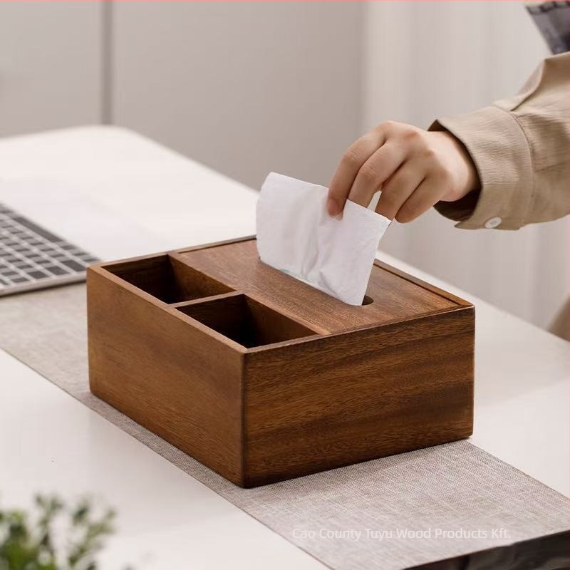 Szilárdfa asztali tároló doboz rekeszekkel, modern minimalist stílus, testreszabás és logónyomás elérhető