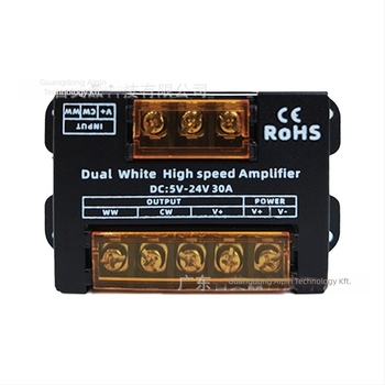 LED háromszínű jelzőerősítő két színű LED-szalagokhoz - AP-A22, 5-24V, csavaros terminál, soros/paralel kapcsolás