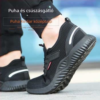 Munkavédelmi cipő ütés- és átszúrás elleni védelemmel, lélegző flyknit felsőrésszel, könnyű, négy évszakos viselet