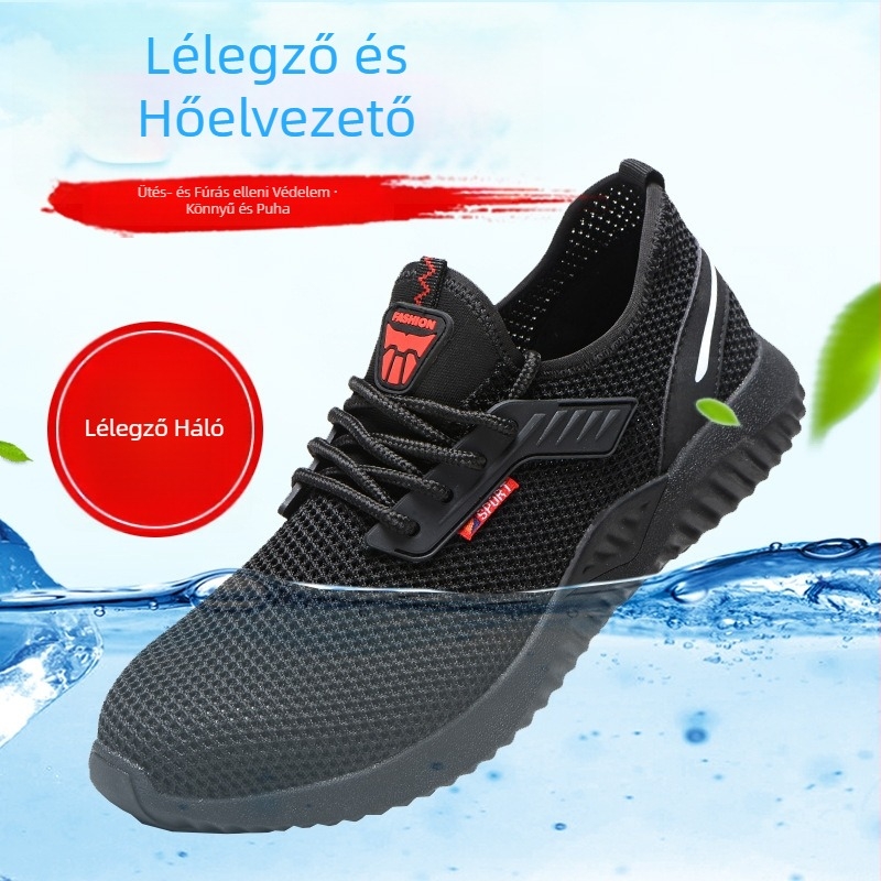 Munkavédelmi cipő ütés- és átszúrás elleni védelemmel, lélegző flyknit felsőrésszel, könnyű, négy évszakos viselet